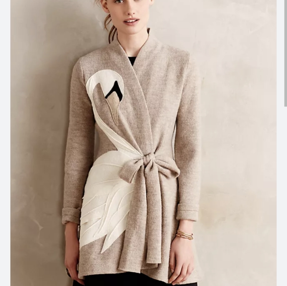RARE Anthropologie Swan Sweater Cardigan